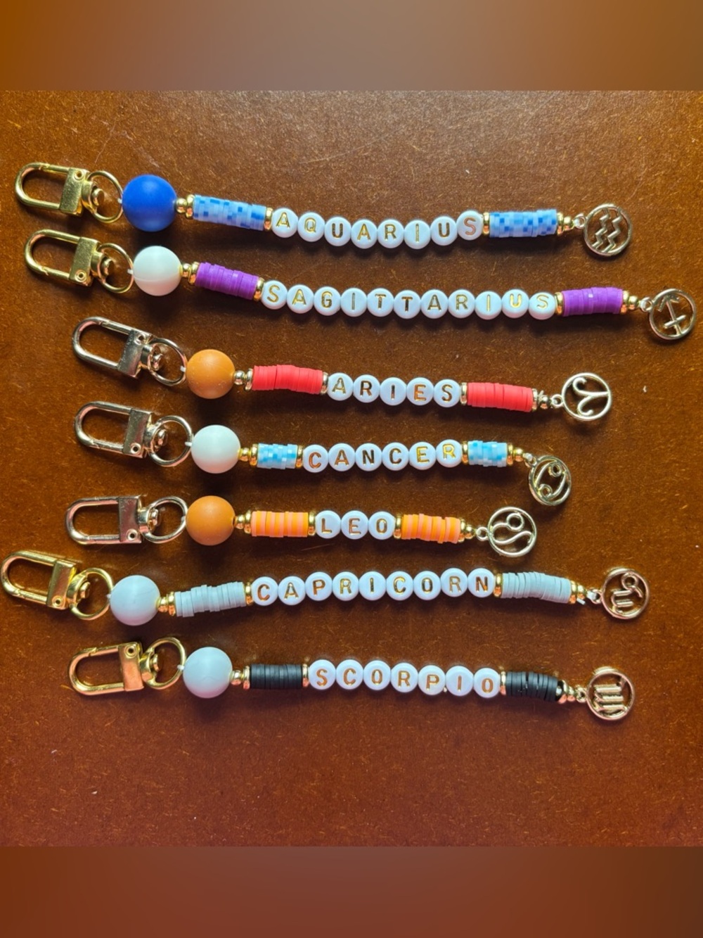 Zodiac Beaded Keychain Collection - Colorful Astrology Charms